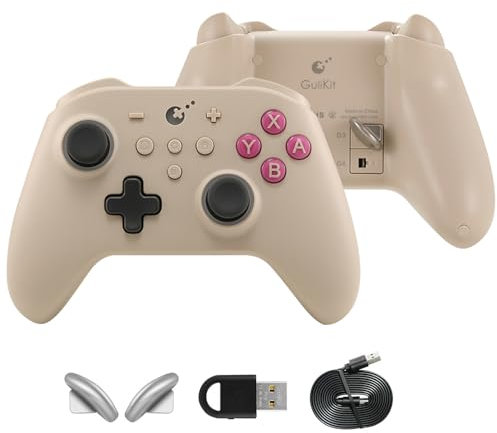 GuliKit KK3 Pro Wireless Controller per Switch/Switch OLED, Controller Bluetooth per PC, Joysticks/Trigger Hall, Frequenza Sondaggio 1000Hz, Vibrazione Maglev/Rotor/HD, Adattatore Hyperlink