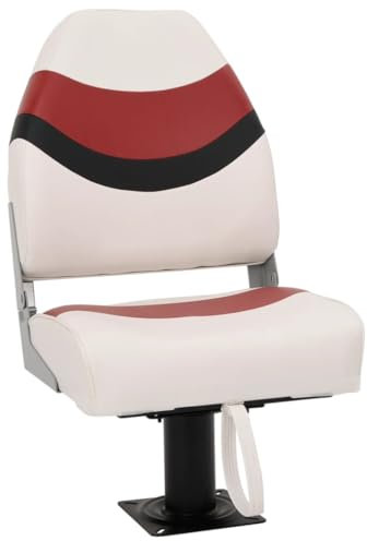 vidaXL Bootssitz Set 2-TLG., Bootsstuhl mit Hoher Rückenlehne Befestigungsgurt, Steuerstuhl Klappbar, Steuersitz Klappsitz Boot, PVC PU