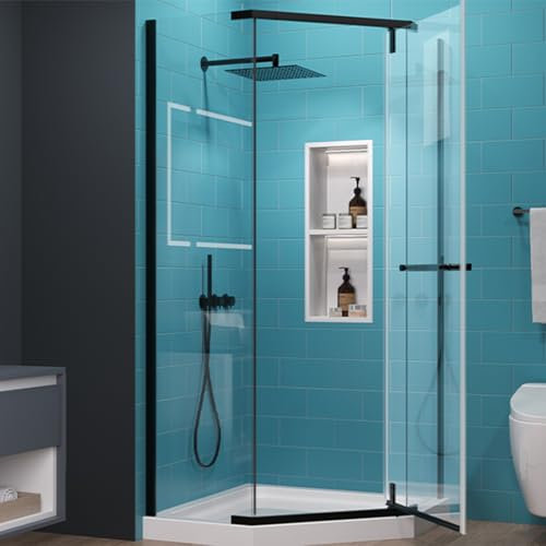 Comfystyle Neo-Angle Frameless Shower Door 36 in. W x 72 in. H, Corner Shower Enclosure with 1/4 Clear Glass, Pivot Shower Doors in Matte Black Finish (Shower Base Not Included)