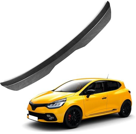 KizmiQ Auto Spoiler Posteriori per Ren-Ault Clio MK5 Clio 5 2019 2020 2021 2022 2023 Nastro Installare Adesivo,ABS Alettone Tetto Posteriore Tuning Ala Styling Accessori,B/Carbon Fiber