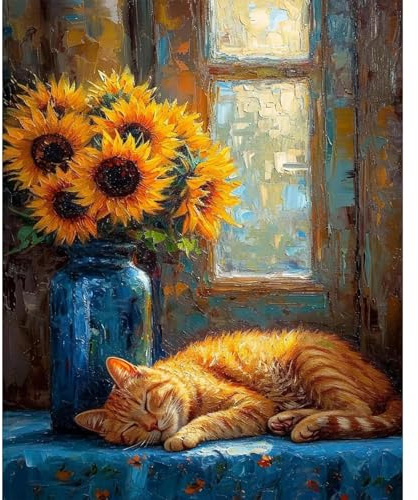 Fountor Sleeping Cat Paint by Numbers for Adults Without Frame 40x50 CM