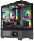 IONZ KZ-V Mini Aether mATX PC Gaming case, Tempered Glass, LED Temperature Display, includes 6 ARGB PWM Fans - Black