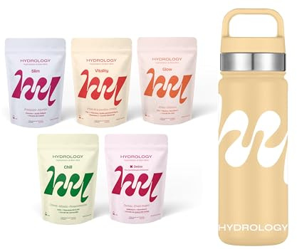 Hydrology - 5 sachets de 15 pastilles + une gourde 500 mL Jaune offerte