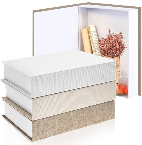 3 Stück dekorativer Buchboxen Set, Aufbewahrungsboxen aus Leinenimitat