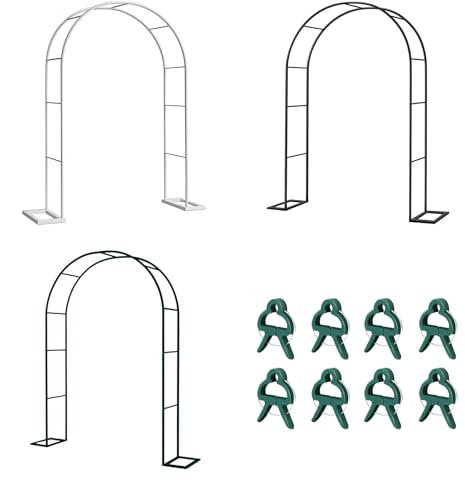 Arco de jardín de metal para plantas trepadoras 180 x 250 cm, pérgola, enrejado, decoración exterior, terraza, arco de rosas con base duradera, pabellón de jardín negro para flores y vides