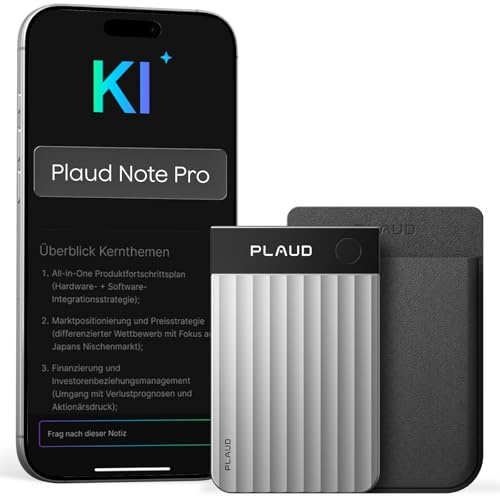 Plaud Note Pro Enregistreur Vocal IA Dictaphone Numérique avec Transcription, Résumé IA Saisie multimodale Jusqu’à 50h d’Enregistrement Teams Conçu pour Conférences Réunions Appels Étui Inclus