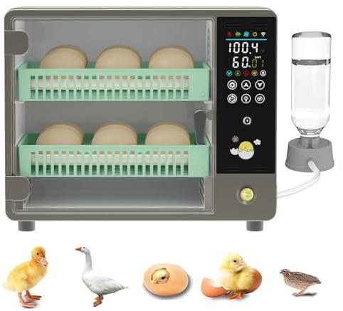 Egg Incubators for Hatching 24 Eggs, Incubator for Automatic Eggs Turning and Humidity Monitor, Temperature Control, Dual Power Supply, for Chicken, Duck, Goose, Pigeon and Quail Eggs