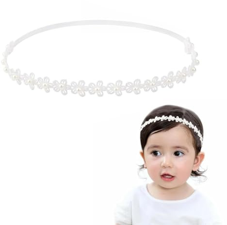 QEXUJOW Fasce da bambina,Un cerchietto con nastro grosgrain per bambine, cerchietto elastico bianco, cerchietto con nastro grosgrain per bambine, cerchietto per neonati.