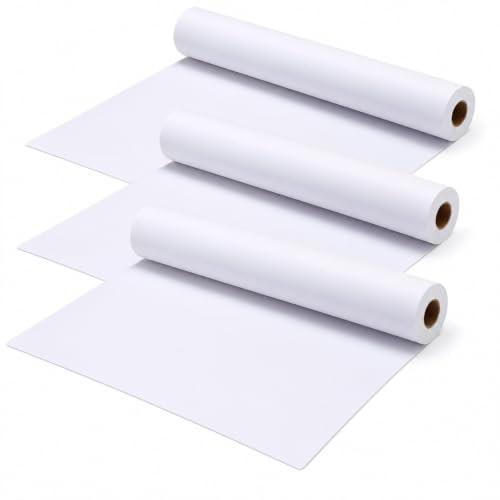 3 Rolls Drawing Paper Roll – 44cm x 3m Thick White Art Paper for Artists, Teachers & Hobbyists – Ideal for Easel, Sketching, Painting, Craft, Bulletin Board, Poster Making & Gift Wrap