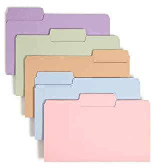 Smead SuperTab File Folder, Oversized 1/3-Cut Tab, Legal Size, Assorted Pastel Colors 100 per Box (11962)