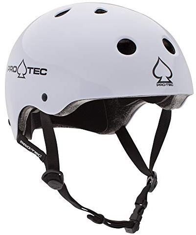 Pro-Tec Classic Certified Skateboard Helmet, Ideal for Skateboarding, Bicycling, BMX and Roller Skating, – X-Small –White Gloss