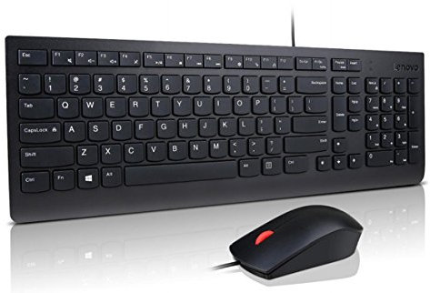 Lenovo 4X30L79921 Essential Wired Keyboard and Mouse Set, Black