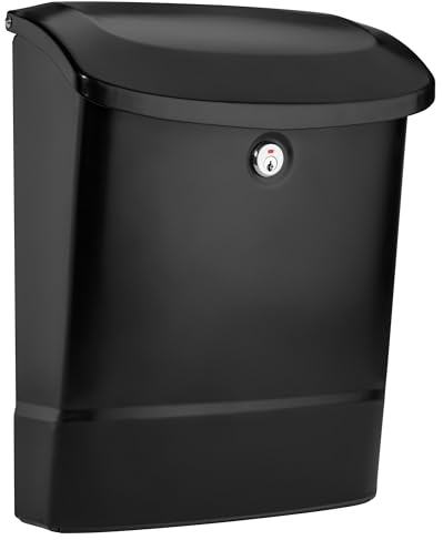 Architectural Mailboxes Parkside™ Locking, Vertical Wall-Mounted Mailbox for Outside, Metal Galvanized Steel Medium Mail Box with Lock and Key Drop Box, Black