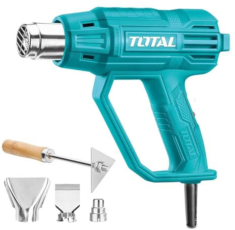 TOTAL - Decapador de Aire Caliente | Potencia de 2000 W | Temperatura de 350-500º | Con Rascador de Pintura y 3 Cabezales | Caudal de Aire de 300/500 l/min