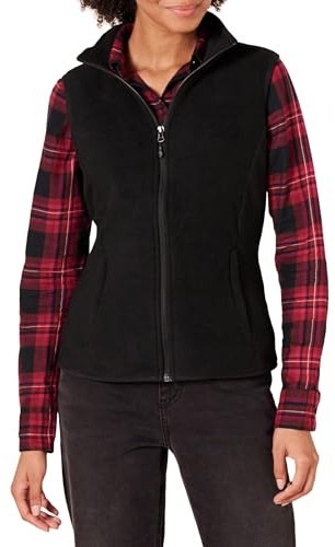Amazon Essentials Chaleco en Suave Forro Polar de Corte Clásico (Disponible en Tallas Grandes) Mujer, Negro, L