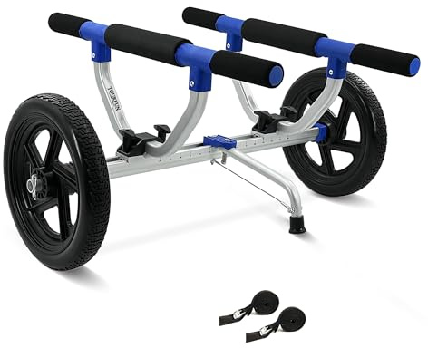 TOURFUN Kayak Cart, Heavy Duty Kayak Dolly Platform Width Adjustable with 12 Inch No-Flat Airless Tires for Haul Large Heavy Kayaks, Canoes & SUP