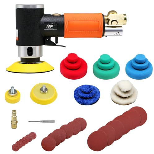 Mini pulidora de coches WorkPad, pulidora neumática, amoladora excéntrica WP 25mm 50mm 76mm Amoladora angular - Ligera, fácil de usar, completa con accesorios - Ideal para mecánicos de coches.