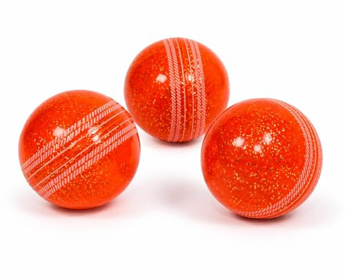 Rawage 3 X Soft & Safe Glitter Cricket Balls For outdoor & indoors Rubber Cricket Ball With elegant Seam for Best Performing, Coaching & Practice (ORANGE)