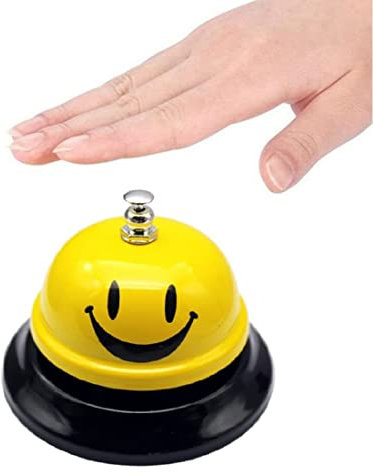 Tischglocke Metall Tischklingel, Rezeptions Glocken-Anrufsglocke Rezeptionsklingel mit Knackigem Klingeln für Restaurants, Hotels, Bars, Küche (Gelb)