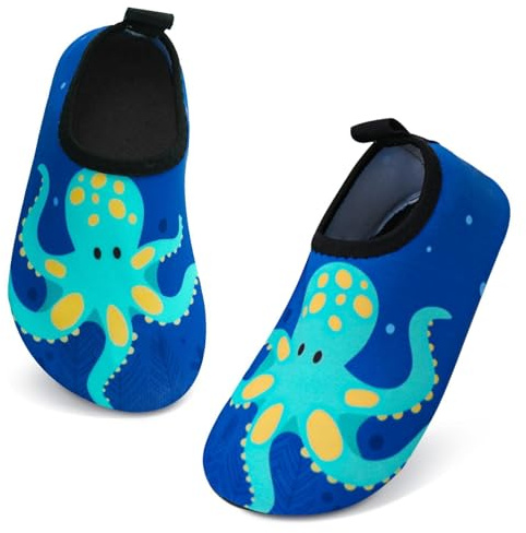 Escarpines Niño Niña Zapatillas de Agua Playa, Secado Rápido Calcetines Piscina Niño Agua Zapatos Escarpines para Bebe, Calzado Descalzo de Surf Buceo Natación, 24/25 EU