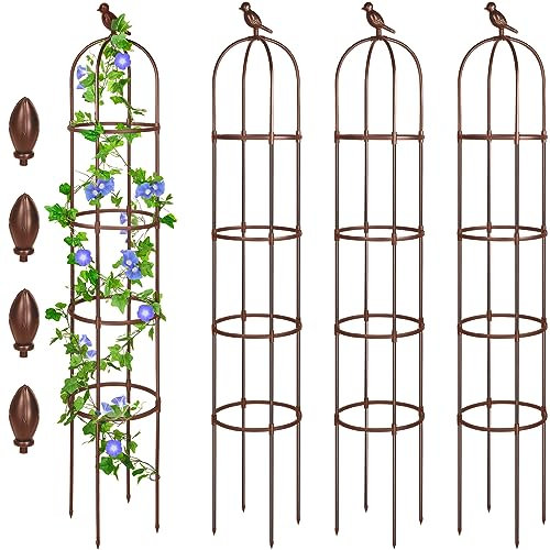 Sadnyy 6 ft Garden Obelisk Trellis, Heavy Duty Plant Supports, Brown