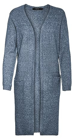 VERO MODA VMDOFFY LS Long Open Cardigan Pull-Over Femme, Bleu (Navy Blazer Melange), XL (EU)
