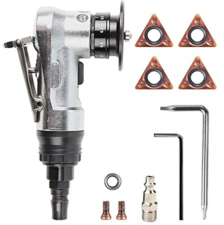 Mini smussatrice pneumatica, portatile, ad arco a 45 gradi, con lame di ricambio per sbavatura in metallo (macchina per smussare + 4 inserti indicizzabili)