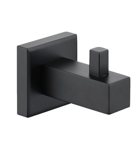 Accessori per il bagno Porta asciugamano nero opaco Porta barra Porta carta Gancio per accappatoio Gancio per stoffa Vite per montaggio a parete in acciaio inossidabile, gancio per accappatoio