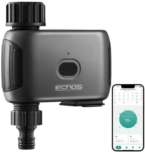 Echos Bewässerungscomputer mit Bluetooth Alexa, Google Assistant Bewässerungssystem Garten Zeitschaltuhr Automatische Bewässerung Garten Bewässerungsuhr Wasserzeitschaltuhr