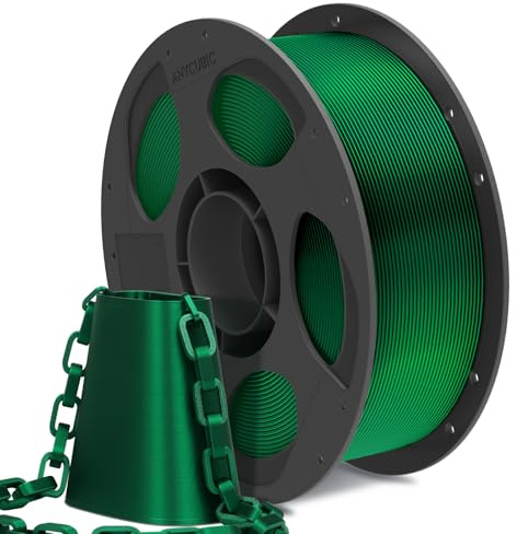 ANYCUBIC PLA Silk Filamento 1,75 mm per Stampante 3D, Lucentezza Controllabile, Texture Silk, Colori Magnifici, Natale Verde 1KG
