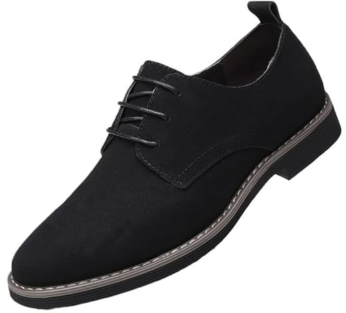 DHFIRUFSHLO Vintage-Style Semi-Brogue Oxfords for Charity Balls, Tea-Core Leather That Develops Unique Patina with Wear(Black,11)