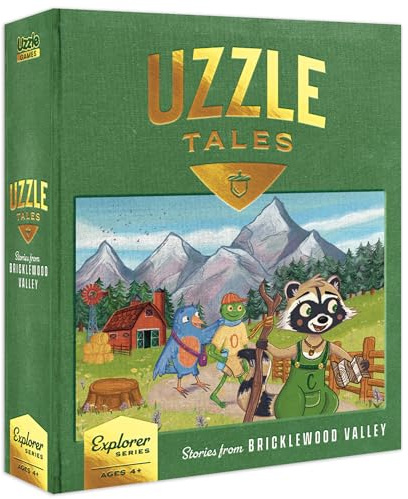 Uzzle Tales Bricklewood Valley - Story Dice Game for Kids – Creative Storytelling & with 12 Story Cubes, Storybook & Character Pawns – Engaging Brain Game for Kids Ages 4