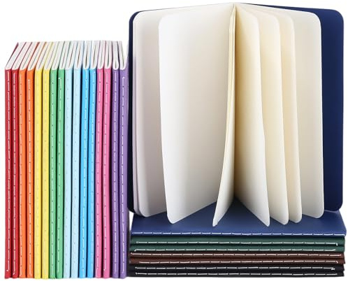 Mixara Lot de 24 carnets de notes A6 colorés, petit bloc-notes vierge, reliure en papier kraft, journal intime, carnet de notes portable pour l'écriture, l'école, le bureau, les voyages, 30 feuilles
