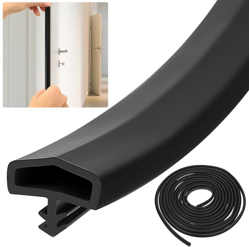 Burletes para Puertas, 5 Metros Burlete Puerta Entrada, 12 mm Tira de Sellado para Puerta y Ventanas,Burlete Bajo Puertas Interior Entrada Ventana para Marcos de Puertass Aislamiento Acústico(negro)