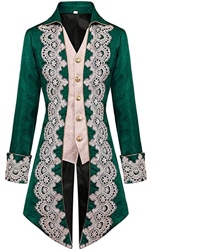 Genérico Chaqueta steampunk retro medieval para hombre, estilo victoriano, corte victoriano, abrigo bordado de Phnom Penh, disfraz de vampiro, para hombre adulto
