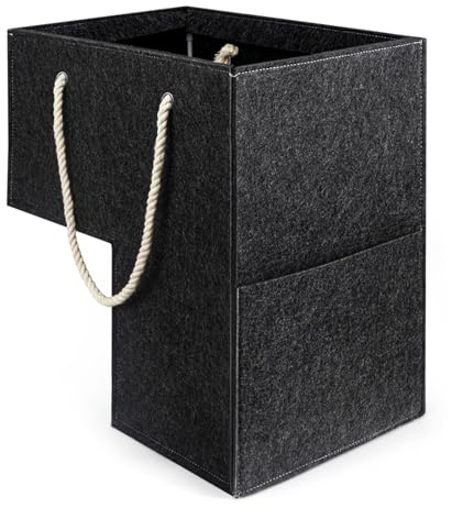 Step Cesto portaoggetti – Cesto in feltro grigio scuro, manici portatili robusti, soluzione di archiviazione versatile | per soggiorno, camera da letto, armadio, ingresso, organizzazione di V
