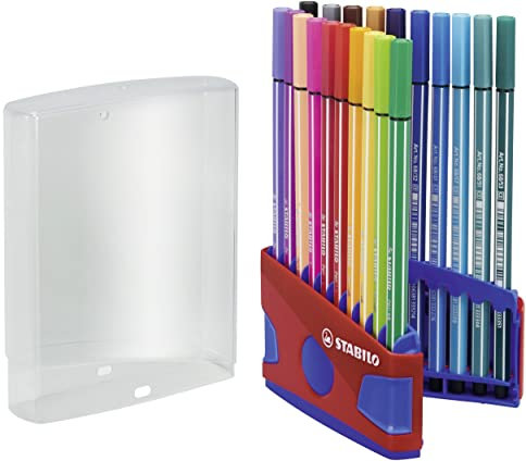 STABILO - Premium-Filzstift - Pen 68 ColorParade mit Aufhängelasche in blau/rot - 20er Pack - mit 20 verschiedenen Farben