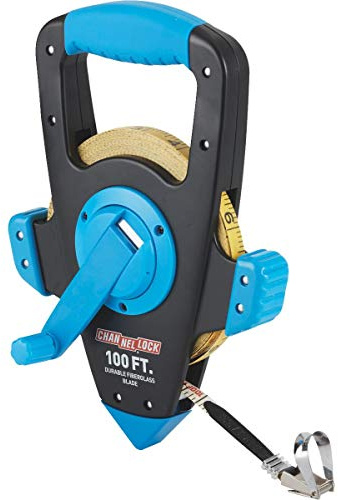 Channellock Measuring Tape Reel CL6611 - Large Reel Tape Measure, Slide Lock - 100 ft (30.5 m)