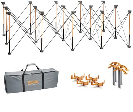 BORA Centipede CK15S – Banco da Lavoro Portatile Pieghevole 1,2x2,4m, 2041kg, Cavalletto Professionale con 4 Morsetti e Borsa