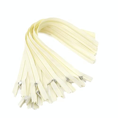 Trimz 10 Pcs Cream Invisible Zips – 60cm (24 Inch) Concealed Zippers for Dressmaking, Bridal Wear and Soft Furnishings