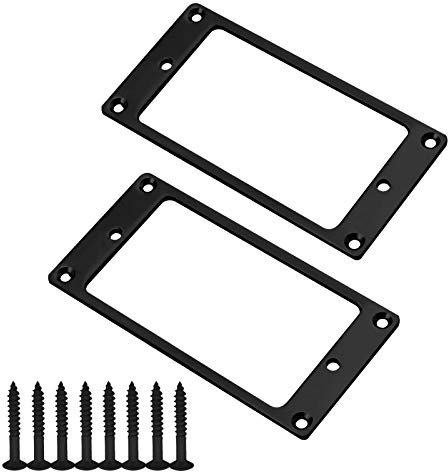 Create idea 2 Stücke Schwarz Humbucker Pickup Befestigungsringe mit Schrauben Beschlägen 92x45,5x2mm Flacher Metall Pickup Abdeckrahmen für Ersatzteile für E-Gitarren