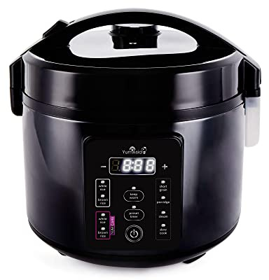 Yum Asia Kumo YumCarb Rice Cooker with Ceramic Bowl and Advanced Fuzzy Logic, (5.5 Cups, 1 Litre), 5 Rice Cooking Functions, 3 Multicooker Functions, 110V US Power (Dark Stainless Steel)