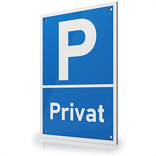 FLAGLY Premiumskylt 30 x 20 cm tillverkad av 3 mm aluminium dibond med borrhål tillverkad i Tyskland – stabil skylt/varningsskylt, väderbeständig och UV-beständig (parkering privat)