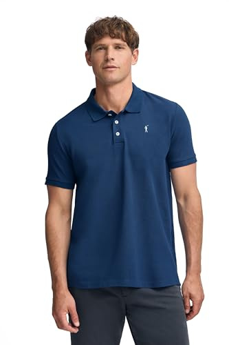 Polo Club - Polo Manga Corta para Hombre | Algodón Piqué Suave | Tapeta 3 Botones Personalizados | Logo Bordado | Ideal para Verano, Indigo Blue, S, Algodón