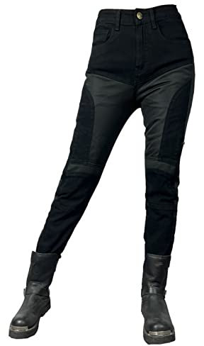 HOMDECR Pantalon De Motard Pour Femme Pantalon De Moto Avec Coussinets De Protection 4X Filet D'été Ventilé Pantalon De Moto Respirant Genouillères Réglables De Haut En Bas (S)
