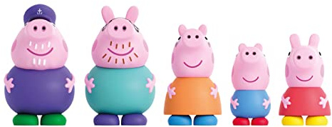 Peppa Pig - Set 5 Figuras baño Peppa Pig - Juguetes de Agua y baño - Incluye Mama, Papa, Abuelo, George y Peppa (DeQube 919D00048)