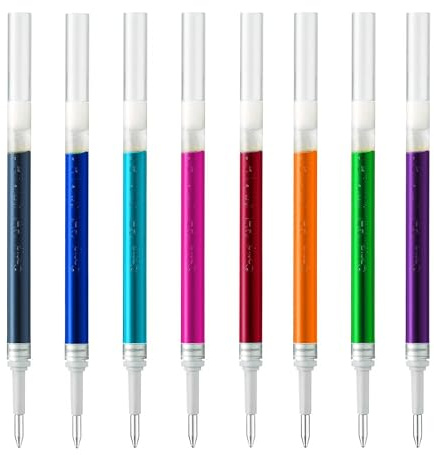 Pentel Energel 0,7 mm påfyllning metallspets LR7 – BL77/BL57/BL37 – paket med 8 färger – svart, blå, röd, grön, orange, rosa, himmelsblå, violett