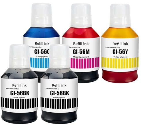 LAIPENG GI-56 GI56 Tinte Kompatibel mit Canon GI56 GI-56 MAXIFY GX7050 GX4050 GX6550 GX6050 GX3050 GX5050 GX5550 Drucker 5-Farben-Multipack (Schwarz*2/Cyan/Magenta/Gelb)