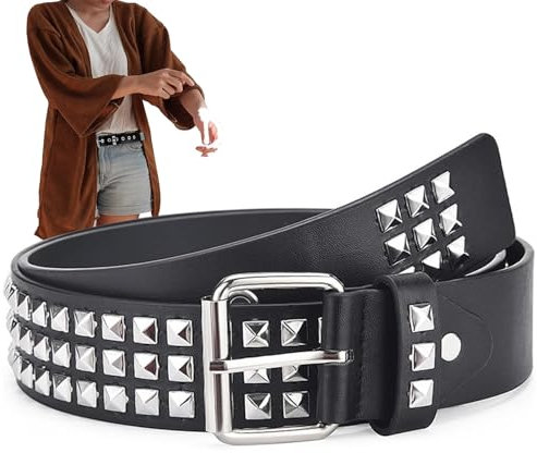 Ceinture Cloutée,110 cm Ceintures à Clous,Ceinture Punk,Cuir Artificiel,Y2K Ceinture Cloutée pour Femme,Avec Rivets Pyramidaux Métal,Gothique Ceintures Pour Hommes Femmes Accessoire Vêtements Festifs