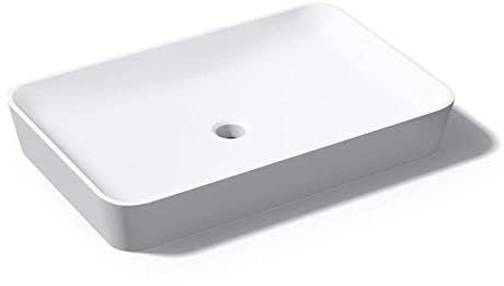 Mai & Mai Waschbecken Aufsatzwaschbecken aus Mineralguss Waschschale Waschtisch Weiß matt inkl. Standard DIN-Anschlüsse Col815